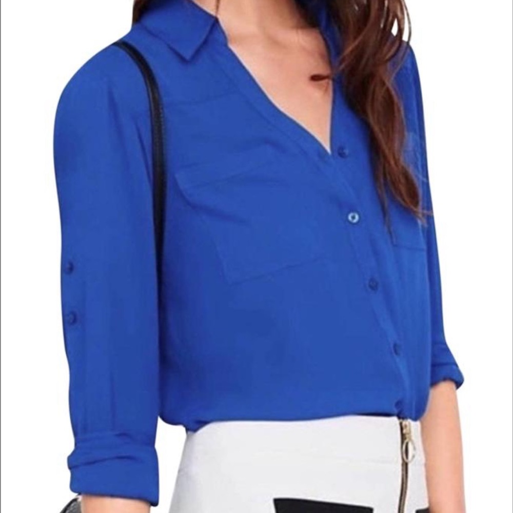 NWOT Express Portofino Cobalt Button Down